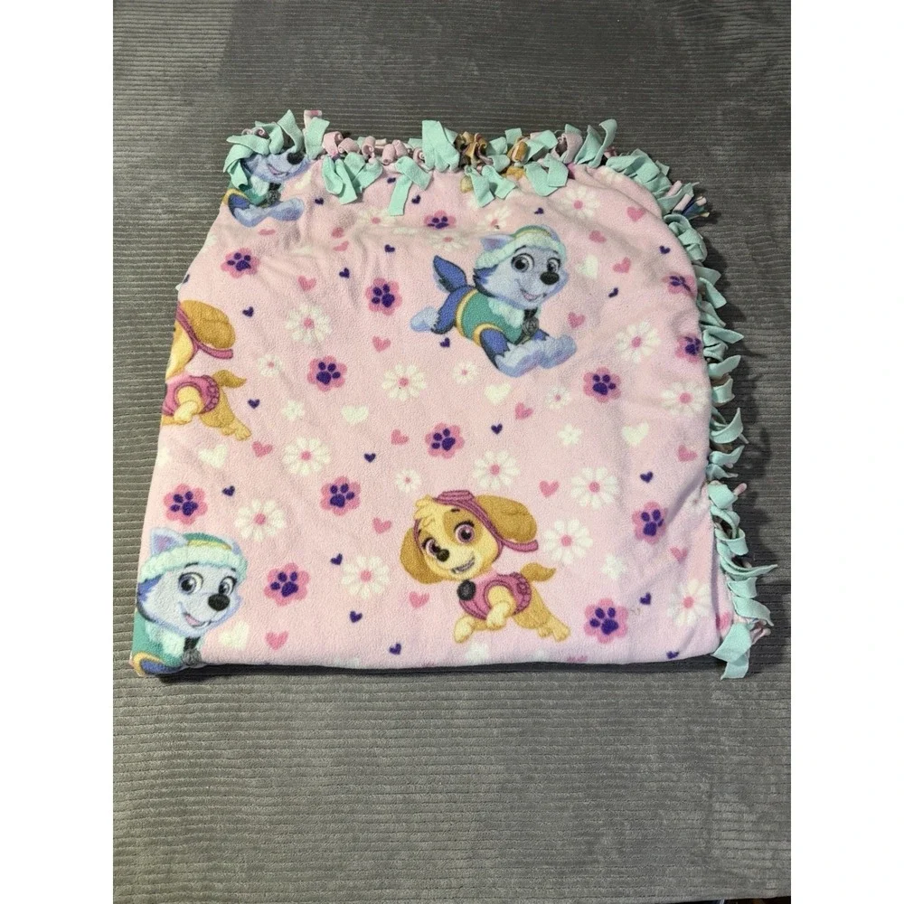Pink Paw Patrol s in Fleece with Solid Purple Fleece Back. 42W x 42L